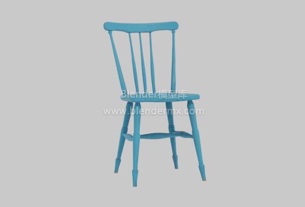 蓝色木靠背椅子