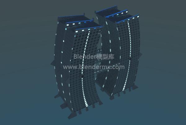 科幻双子大楼大厦建筑