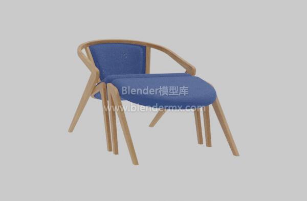 蓝色实木椅子