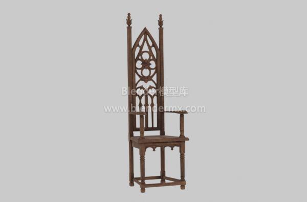 中世纪高背实木椅子