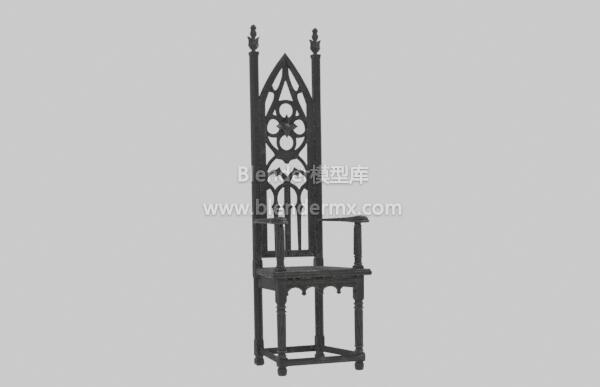 黑色中世纪高背实木椅子