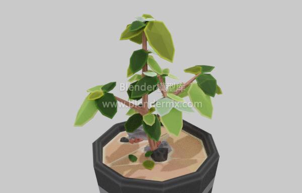 lowpoly花盆盆栽盆景绿植