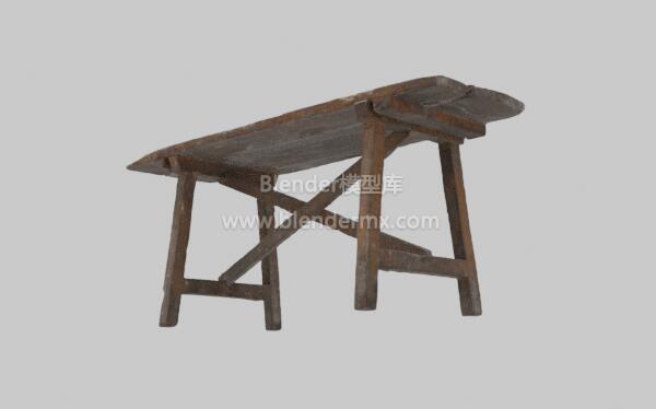 陈旧木条凳桌子