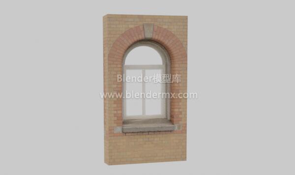 砖混墙壁拱形窗子立面
