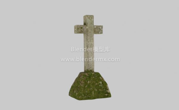 青苔藓石刻十字架墓碑