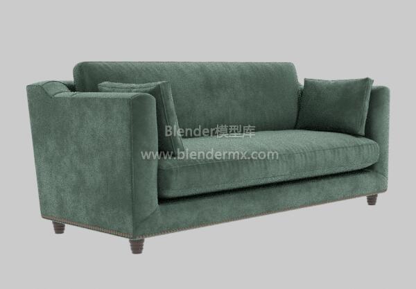 绿色绒长沙发