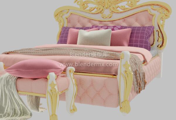金粉色豪华双人床床铺