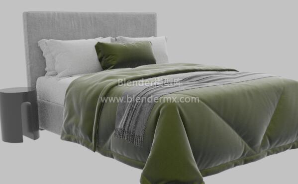 绿灰色Meridiani双人床床铺