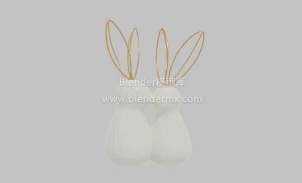 金色耳朵兔子摆件装饰品