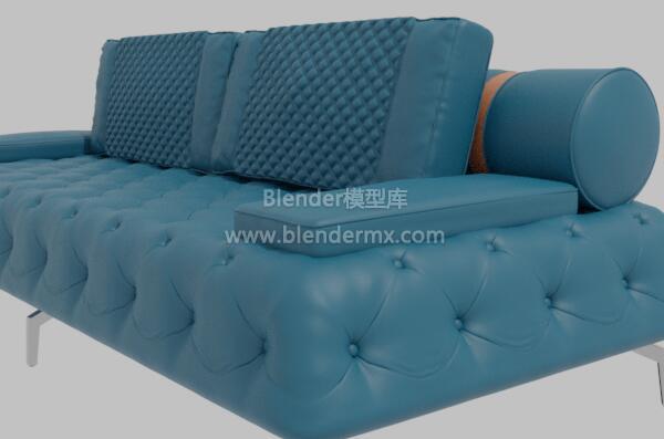 蓝色宽阔沙发