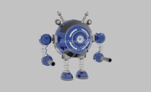 蓝色圆球形火力机器人