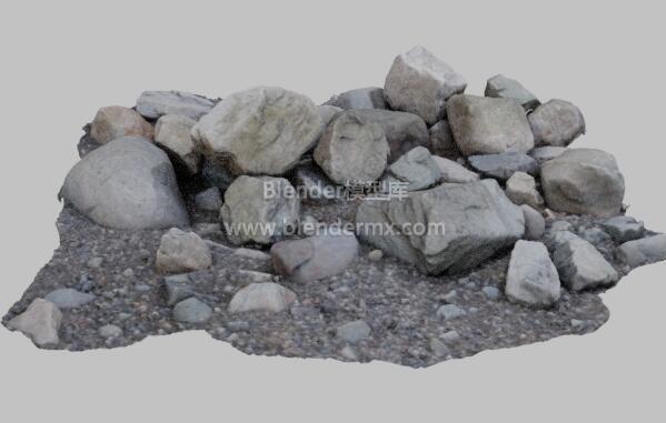 沙滩岩石石块堆
