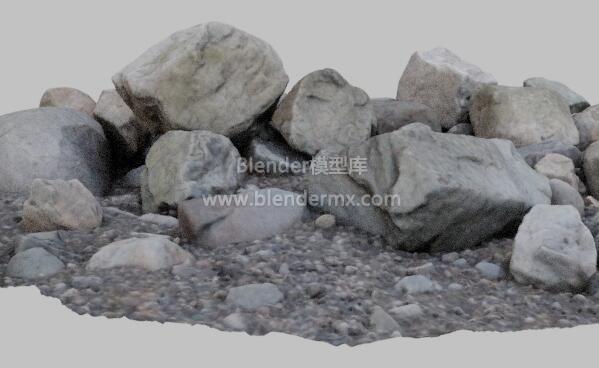 沙滩岩石石块堆