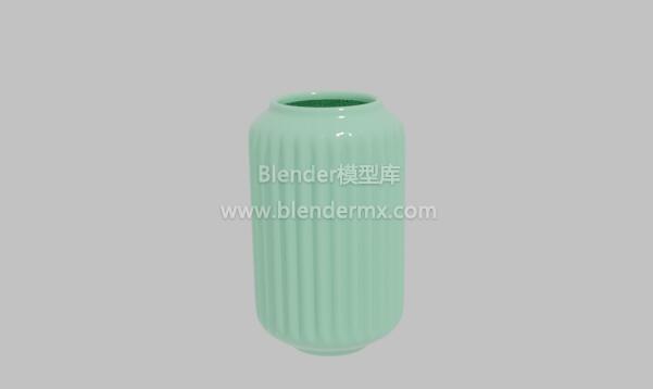 绿色凹槽纹花瓶