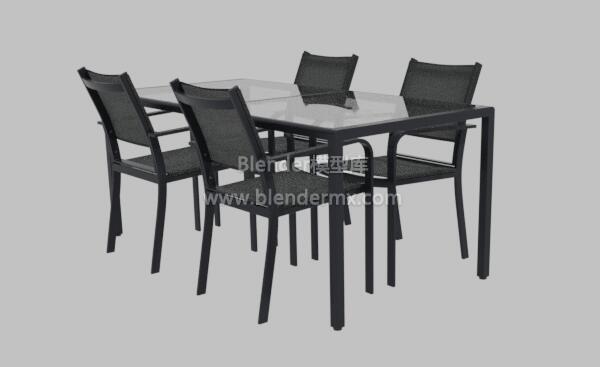 黑色玻璃餐桌椅子组合