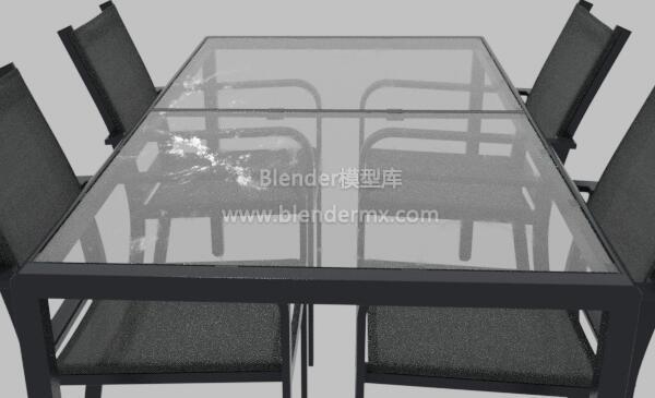 黑色玻璃餐桌椅子组合
